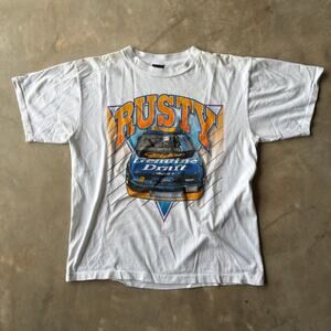 VINTAGE RUSTY WALLCE MILLER LITE FORD NASCAR TEE GRAPHIC SHIRT LARGE RACING